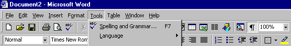 Microsoft Word 2000 Office Menu
